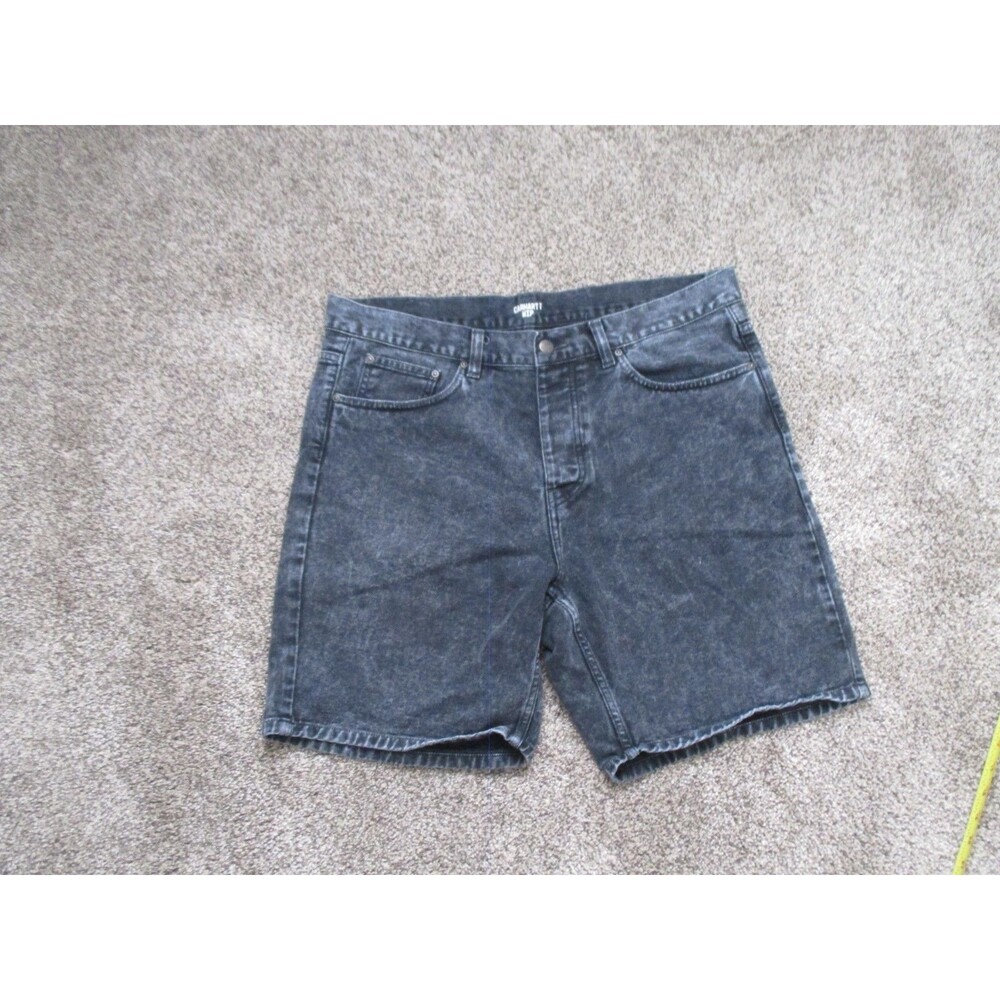 Carhartt WIP jean shorts mens 34 9" black faded